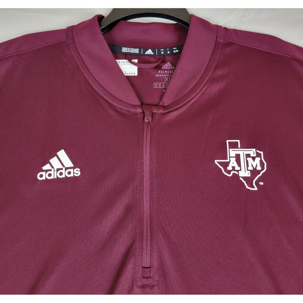 Adidas Texas‎ A&M Aggies Quarter Zip Pullover Maroon Primeblue Mens XL H53157